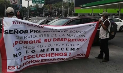 Los servidores de la Nación de Guanajuato se manifestaron en la CDMX durante el Tercer Informe de Gobierno de AMLO. Foto: Cortesía servidores de la Nación de Guanajuato.